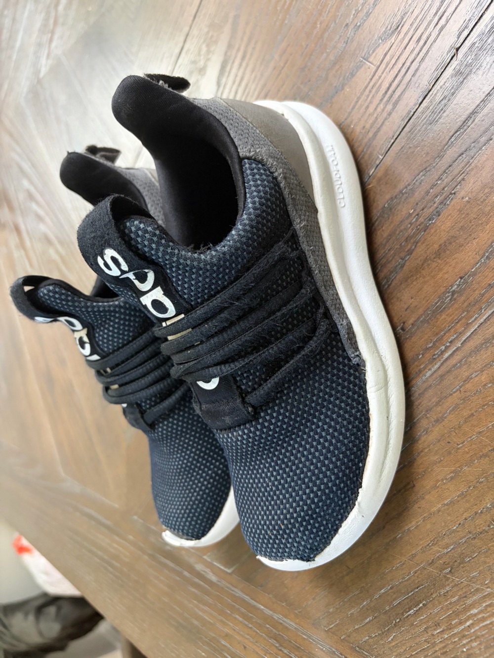 Adidas Lite Racer Adapt Kids Black & White Sneakers Size 1 Cloudfoam